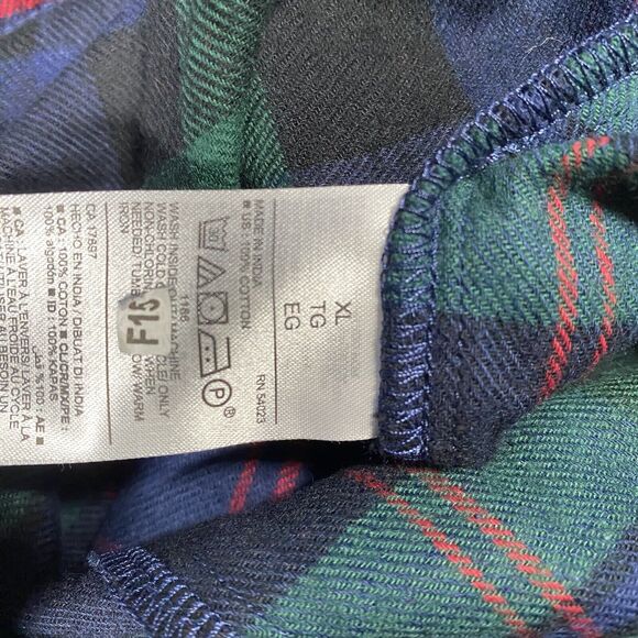 Old Navy 2 Piece Flannel Plaid Pajama Set Green Red Blue Pockets Men's Sz XL - Picture 5 of 11